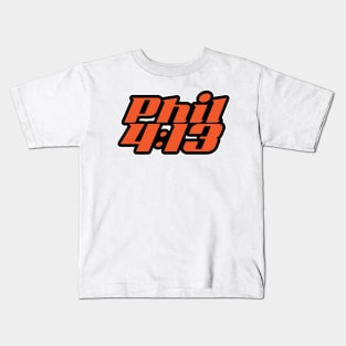 Philippians 4:13 - Bible Verse 2 Orange WHT Kids T-Shirt